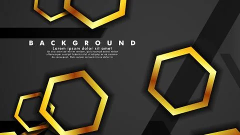 Vector background design that overlaps with hexagon gold color gradients on b Illustrazione stock