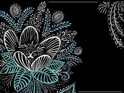 Vector background doodle flowers and place for text Stock Illustration