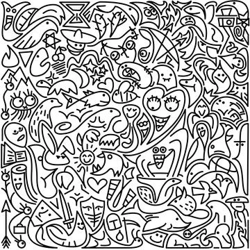 Vector background in doodle style . Editable illustration Stock Illustration