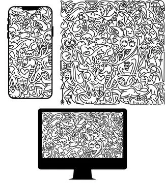Vector background in doodle style . Editable illustration Stock Illustration