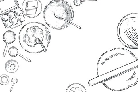 Vector background with dough ingredients. Stock Illustration