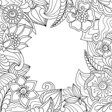 Vector background with drawn flowers, plants for social media posts. Stock Illustration