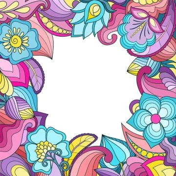 Vector background with drawn flowers, plants Stock Illustration