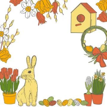Vector background with Easter Bunny Stockillustratie