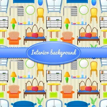 Vector background with elements furniture Stock Illustration