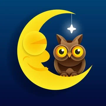 Vector background with evening sky. Moon and stars Illustrazione stock