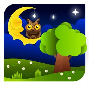 Vector background with evening sky. Moon and stars Stock Illustration