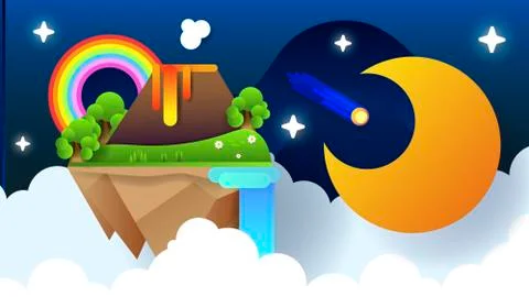 Vector background with evening sky. Moon and stars Illustrazione stock