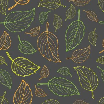 Vector background with falling leaves. Autumn Seamless pattern. Hand drawn Stock Illustration