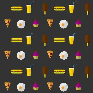 Vector background for fast food Pattern with colored icons for fast food o... 스톡 사진