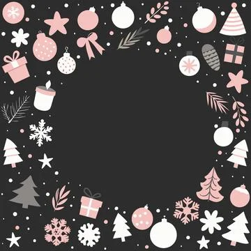 Vector background featuring hand-drawn minimalist Christmas elements Stock Illustration