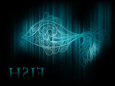 Vector background with fish and stripes Stock Illustration
