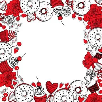 Vector  background with flowers and sweets. Stock Illustration