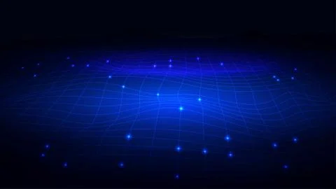 Vector background in the form of an electronic futuristic network with waves Stock Illustration