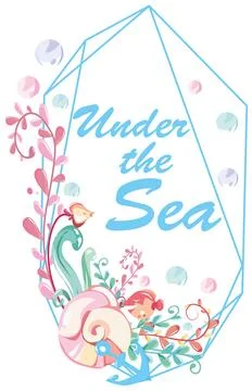 Vector background. Frame. Background with seashells. Isolated elements for .. 스톡 일러스트