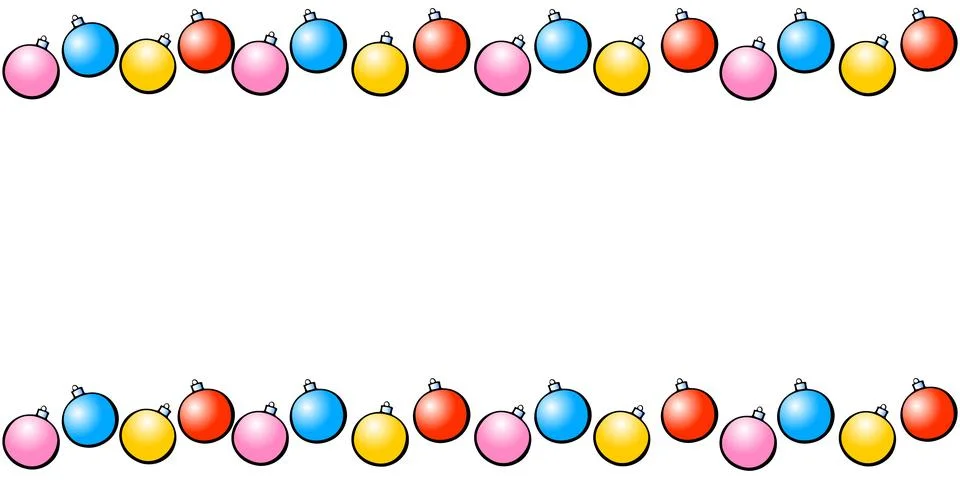 Vector background, frame, border of Christmas tree balls. Horizontal top and  Stock Illustration
