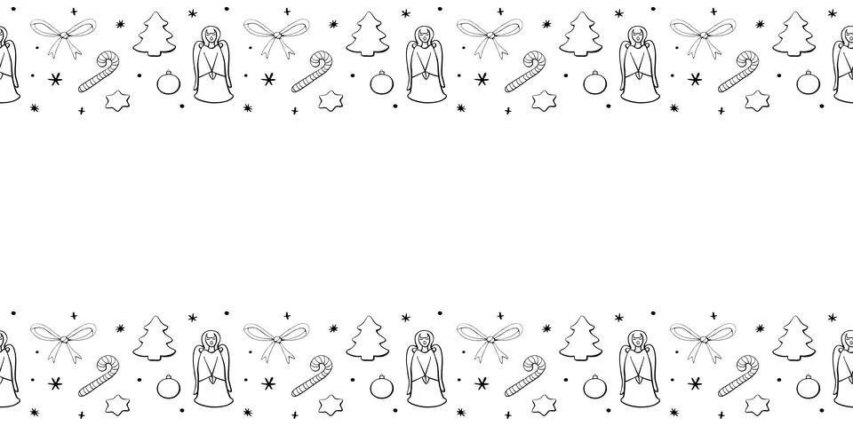 Vector background, frame, border of Christmas trees, singing angels, candy .. 库存插图