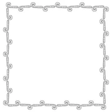 Vector background, frame, border from outline candy cane. Contour edging, dec Illustrazione stock