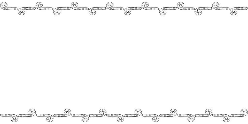 Vector background, frame, border from outline candy cane. Horizontal top and  Stock Illustration
