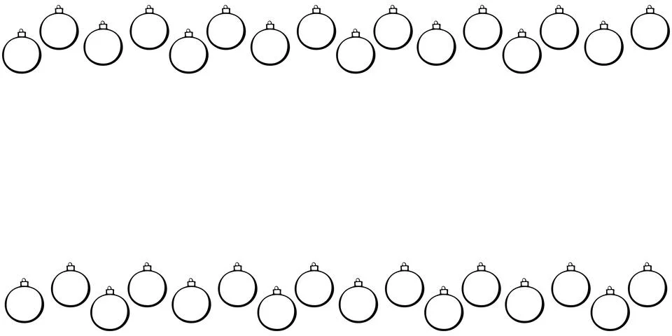 Vector background, frame, border of outline Christmas tree balls. Horizontal  Stock Illustration