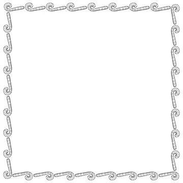 Vector background, frame, border from outline candy cane. Contour edging, dec イラスト素材