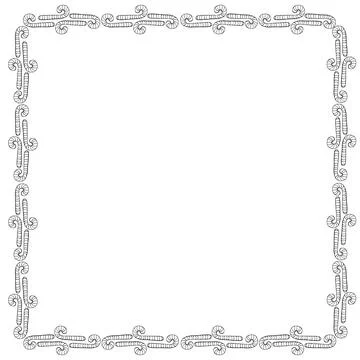 Vector background, frame, border from outline candy cane. Contour edging, dec Stock Illustration