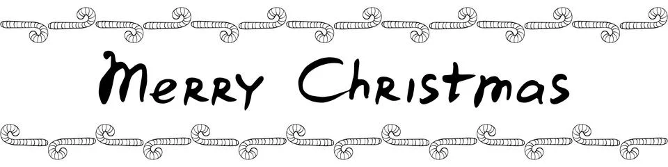 Vector background, frame, border from outline candy cane with lettering Merry イラスト素材