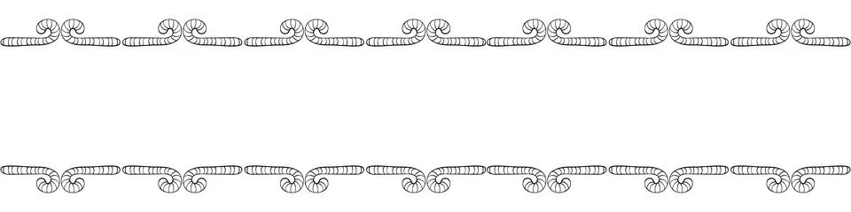 Vector background, frame, border from outline candy cane. Horizontal top and  库存插图
