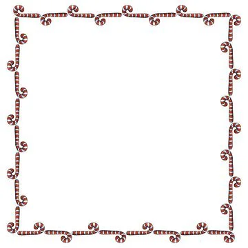 Vector background, frame, border from red candy cane. Bright edging, decorati Stock Illustration