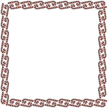 Vector background, frame, border from red candy cane. Bright edging, decorati Stock Illustration