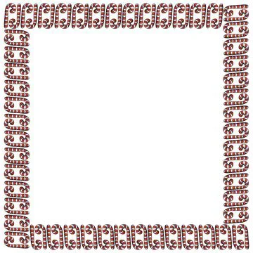 Vector background, frame, border from red candy cane. Bright edging, decorati Stock Illustration