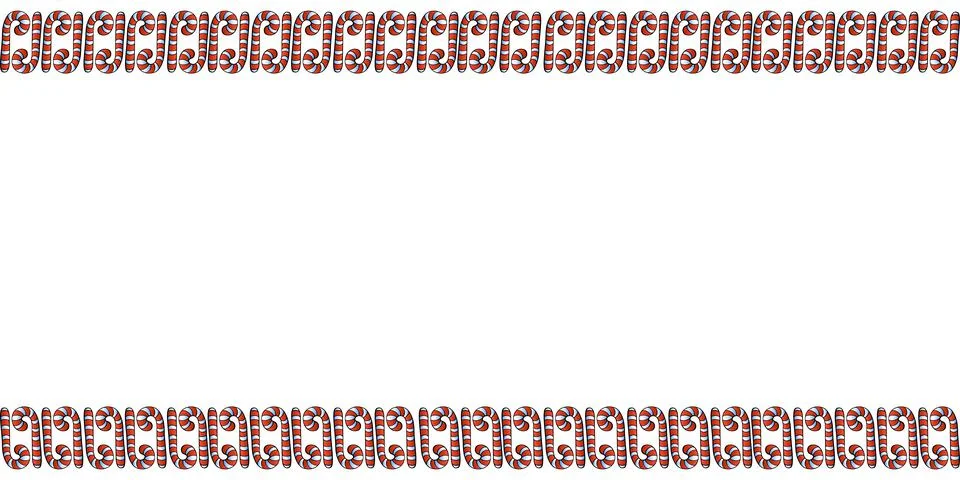 Vector background, frame, border from red candy cane. Horizontal top and bott Stock Illustration