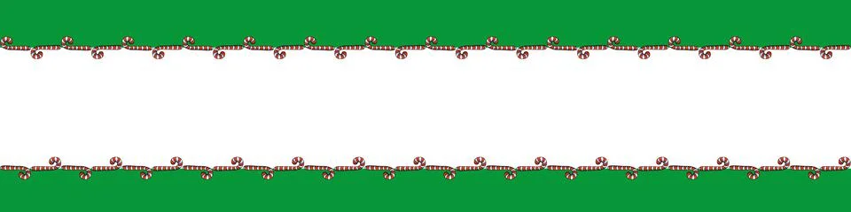 Vector background, frame, border from red candy cane. Horizontal top and bott Stock Illustration