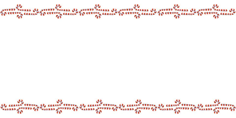 Vector background, frame, border from red candy cane. Horizontal top and bott Stock Illustration
