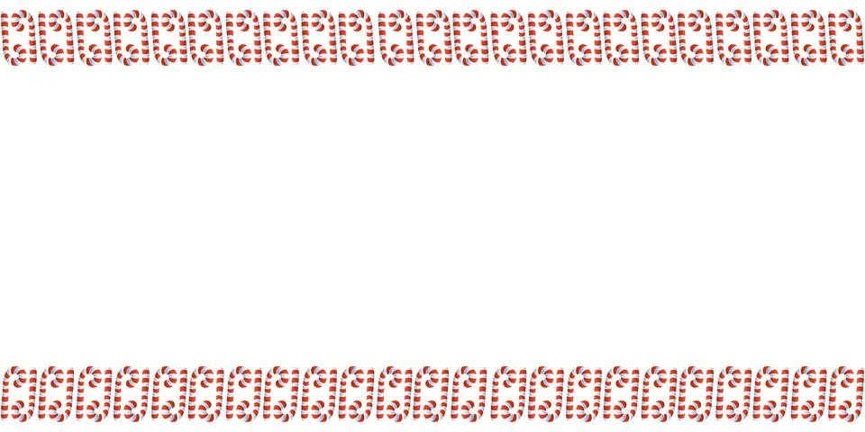 Vector background, frame, border from red candy cane. Horizontal top and bott 库存插图