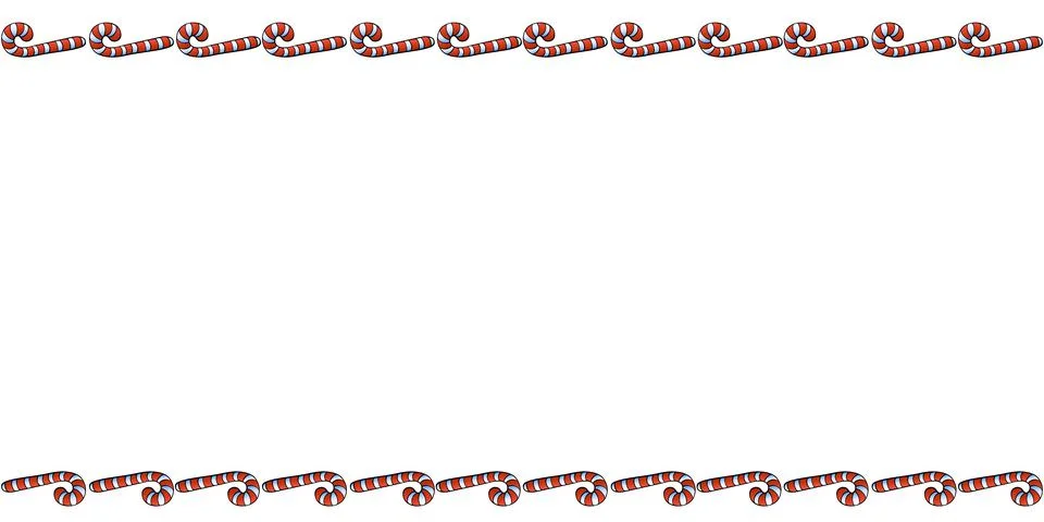 Vector background, frame, border from red candy cane. Horizontal top and bott 库存插图