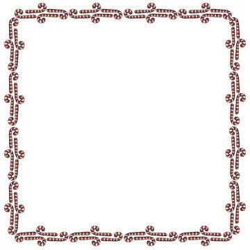 Vector background, frame, border from red candy cane. Bright edging, decorati 库存插图