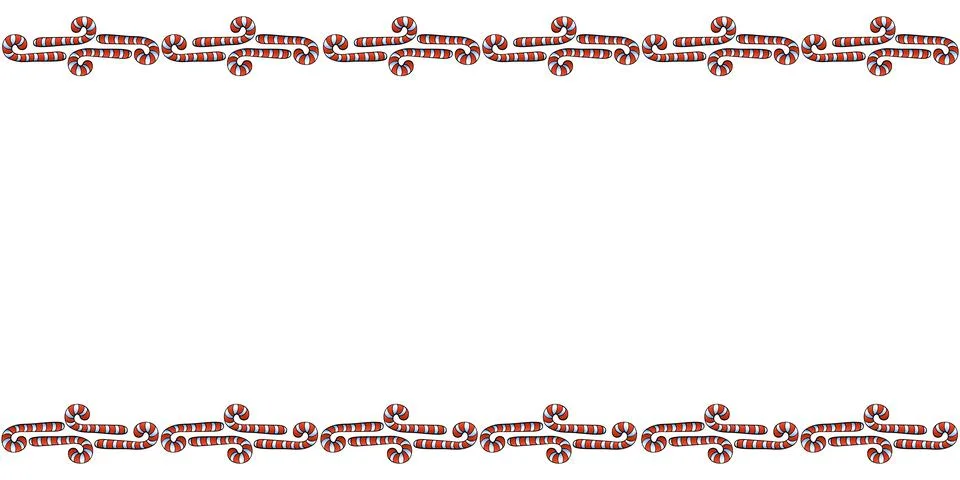 Vector background, frame, border from red candy cane. Horizontal top and bott Stock Illustration