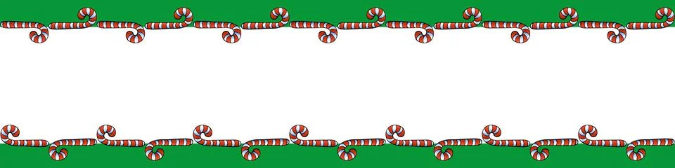 Vector background, frame, border from red candy cane. Horizontal top and bo.. Illustrazione stock