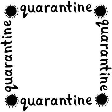 Vector background, frame, border with word quarantine and molecules, cells of Stock Illustration