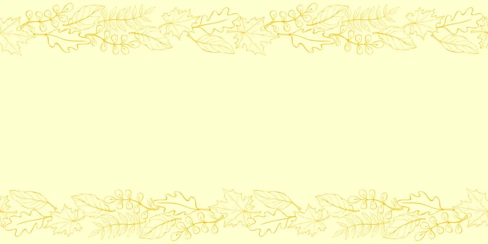 Vector background, frame made of brown outline autumn leaves on edges. Horizo Stock Illustration