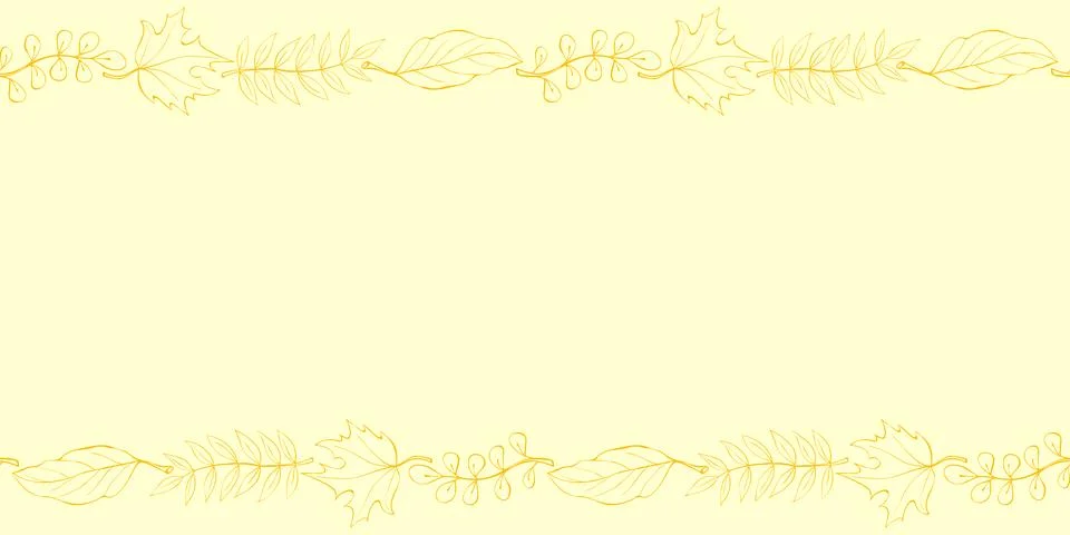 Vector background, frame made of brown outline autumn leaves on edges. Horizo Stock Illustration