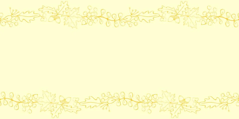 Vector background, frame made of brown outline autumn leaves, berries, acorns Stock Illustration