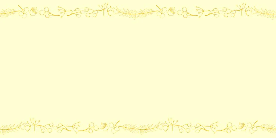 Vector background, frame made of brown outline twigs, berries, acorns on edge Stock Illustration