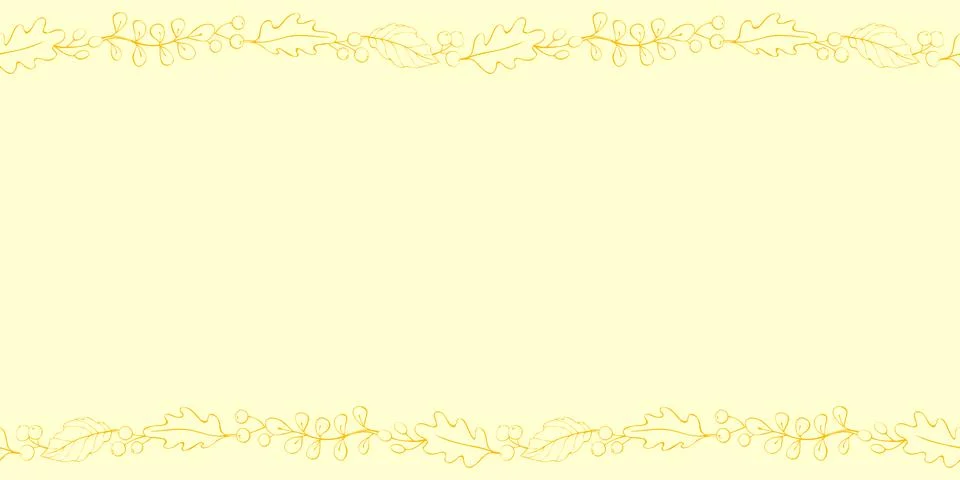 Vector background, frame made of brown outline autumn leaves, berries on edge Stock Illustration