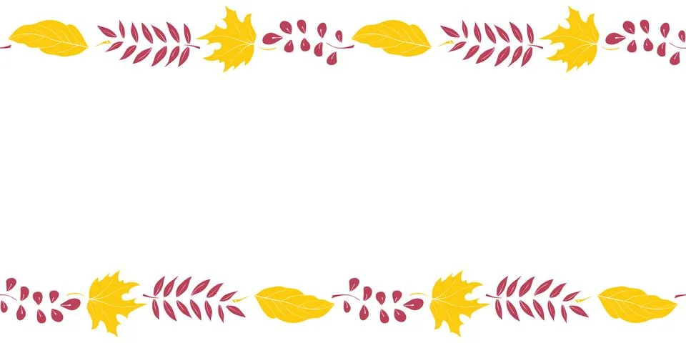 Vector background, frame made of colorful autumn leaves on edges. Horizonta.. Stock Illustration