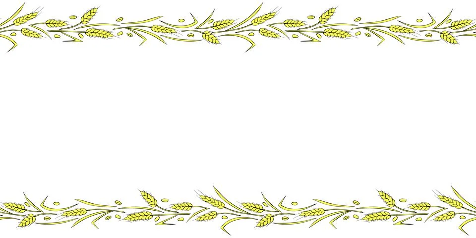 Vector Background, frame made of golden wheat or rye ears in doodle flat styl Stock Illustration