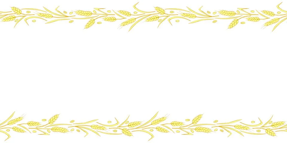 Vector Background, frame made of golden wheat or rye ears in doodle flat st.. Stock Illustration