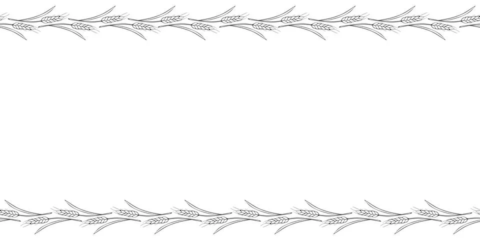 Vector Background, frame made of outline wheat or rye ears in doodle style. H Stock Illustration
