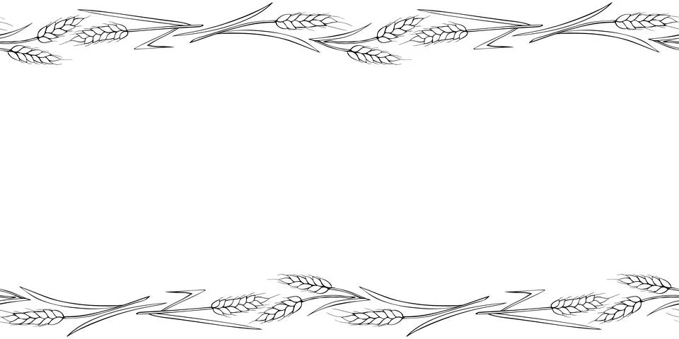 Vector Background, frame made of outline wheat or rye ears in doodle style. H Stockillustratie